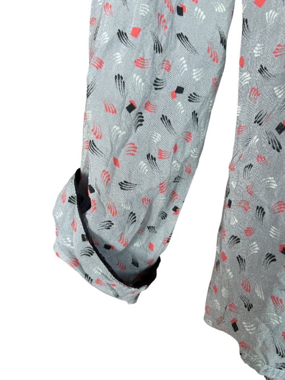 1970s Diane Gilman For Cabal Sheer Wrap Shirt With Abstract Print Size S - Picture 10 of 10